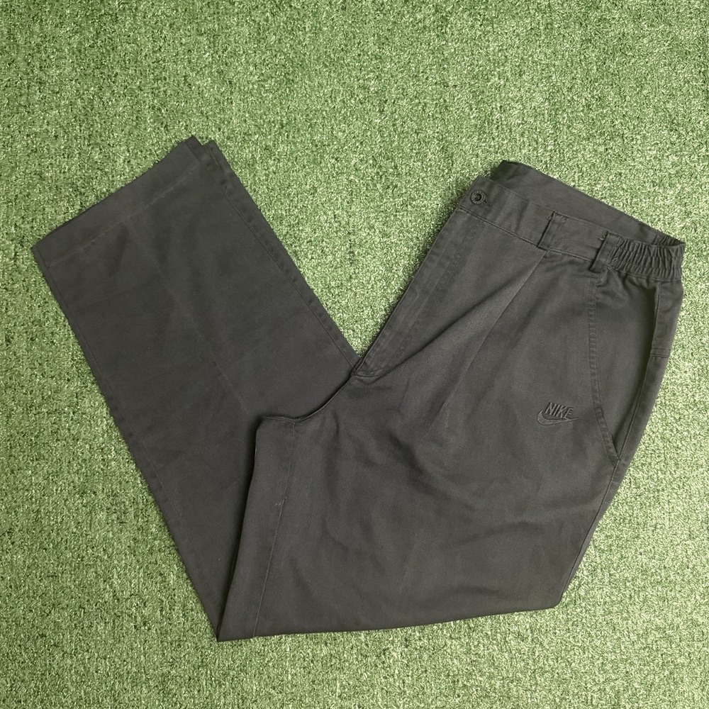 Vtg Nike 80s 90s Gray Red Tag Pleated Pants XL Black Chinos Slacks Trousers